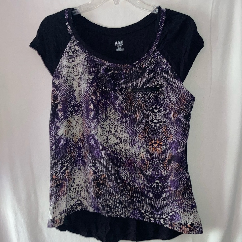 a.n.a Black and Purple Patterned Blouse